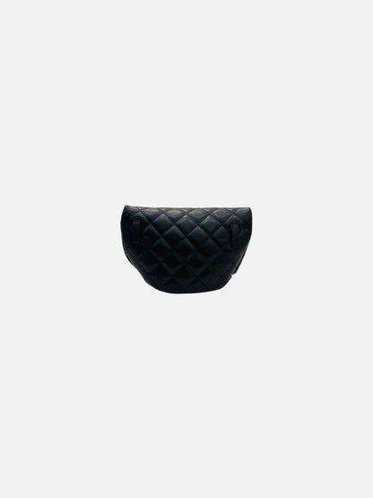 Pre - loved CHANEL Classic Black Quilted Belt Bag at Reems Closet