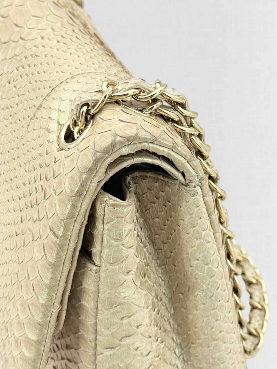 Pre - loved CHANEL Classic Metallic Beige Shoulder Bag at Reems Closet