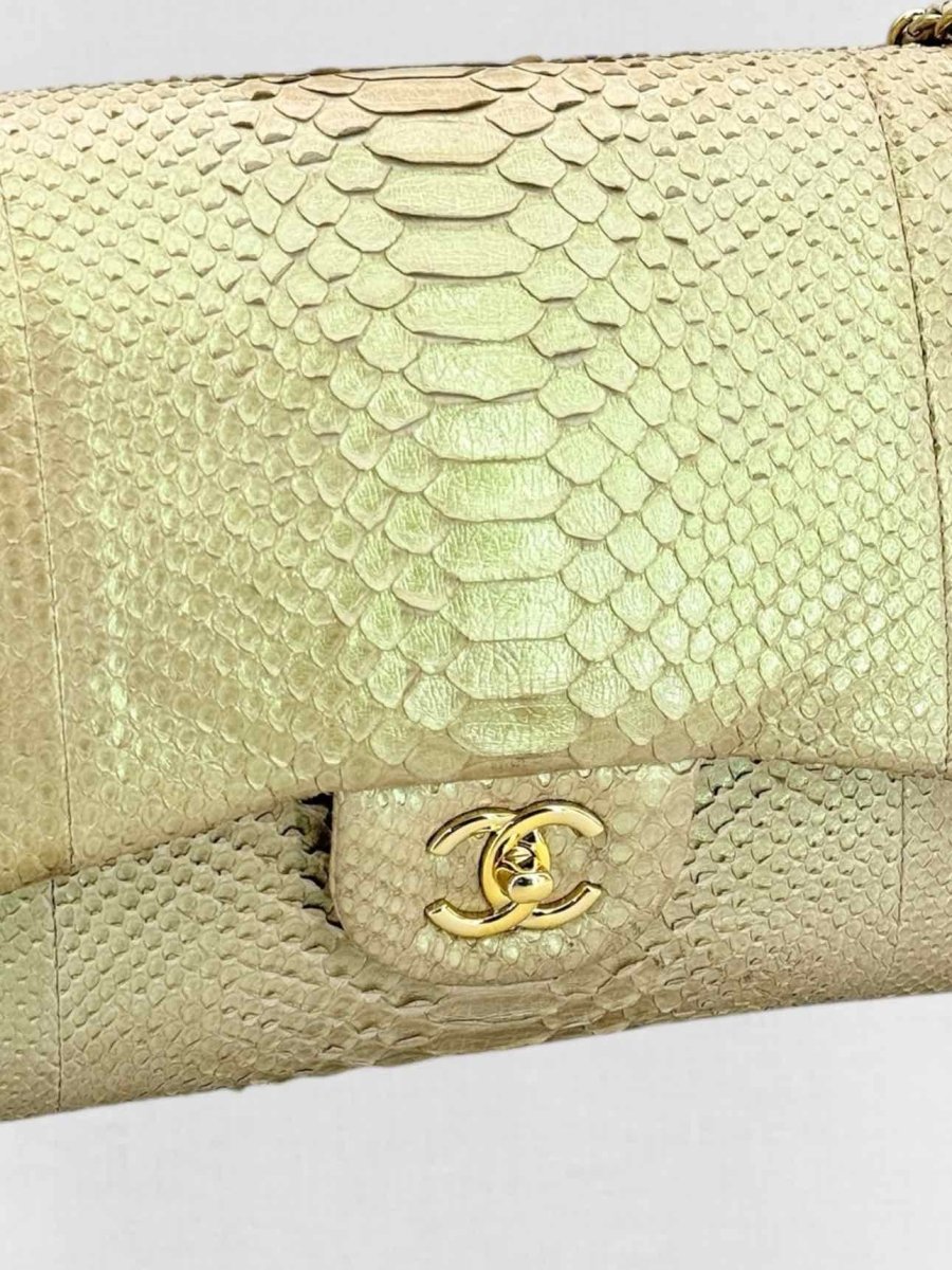 Pre - loved CHANEL Classic Metallic Beige Shoulder Bag at Reems Closet