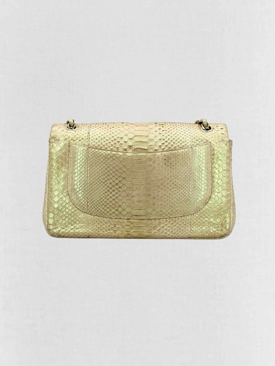 Pre - loved CHANEL Classic Metallic Beige Shoulder Bag at Reems Closet