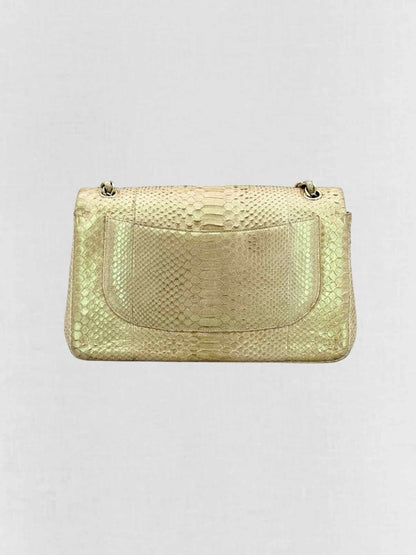 Pre - loved CHANEL Classic Metallic Beige Shoulder Bag at Reems Closet