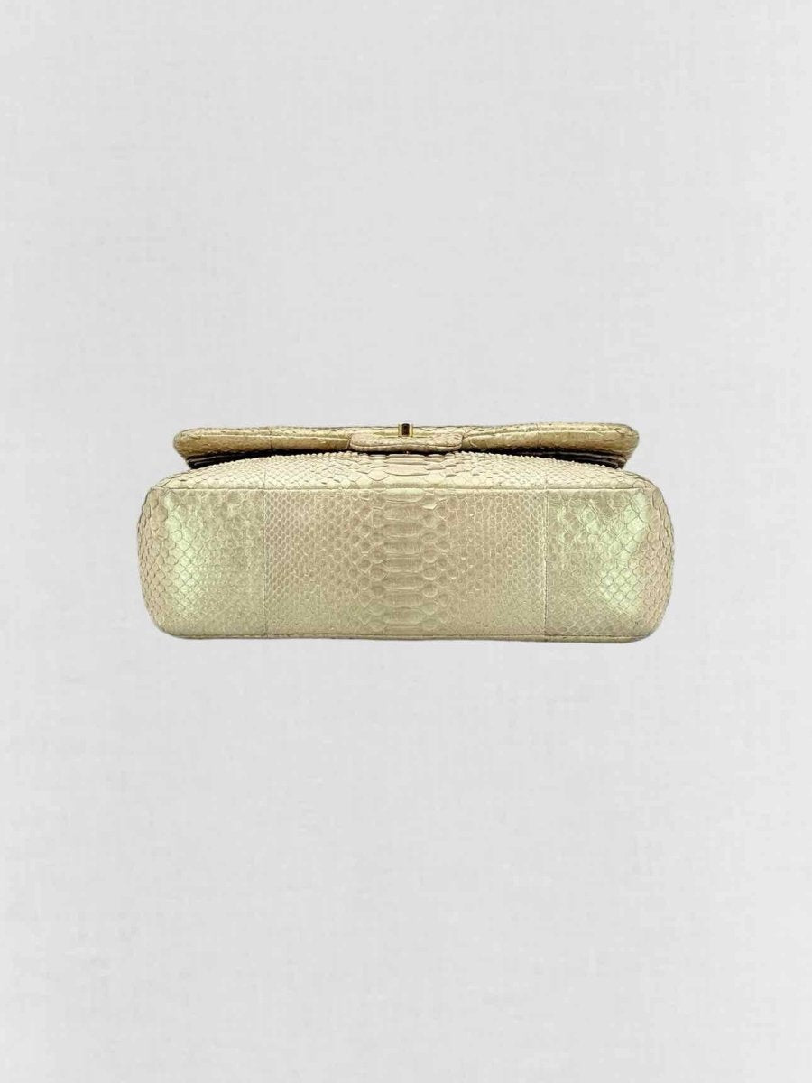 Pre - loved CHANEL Classic Metallic Beige Shoulder Bag at Reems Closet