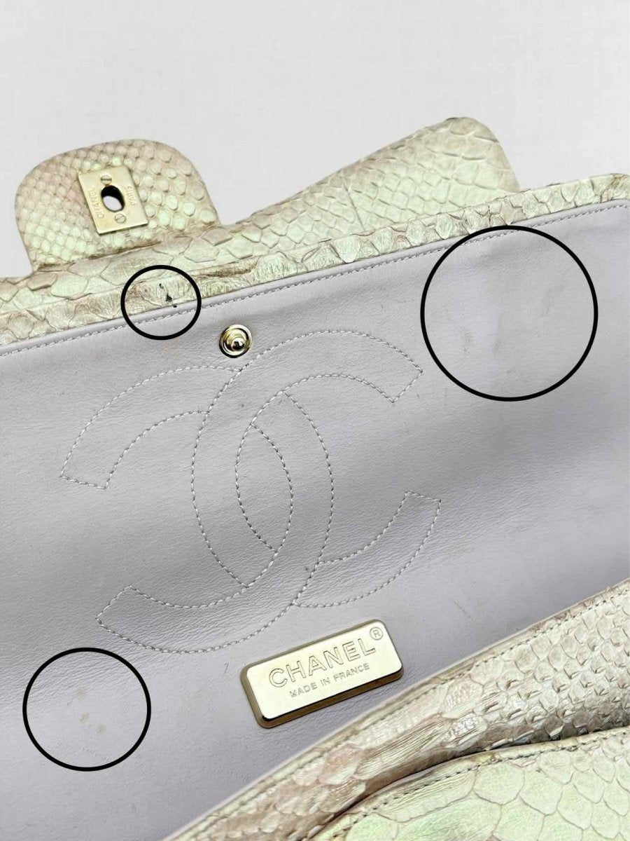 Pre - loved CHANEL Classic Metallic Beige Shoulder Bag at Reems Closet