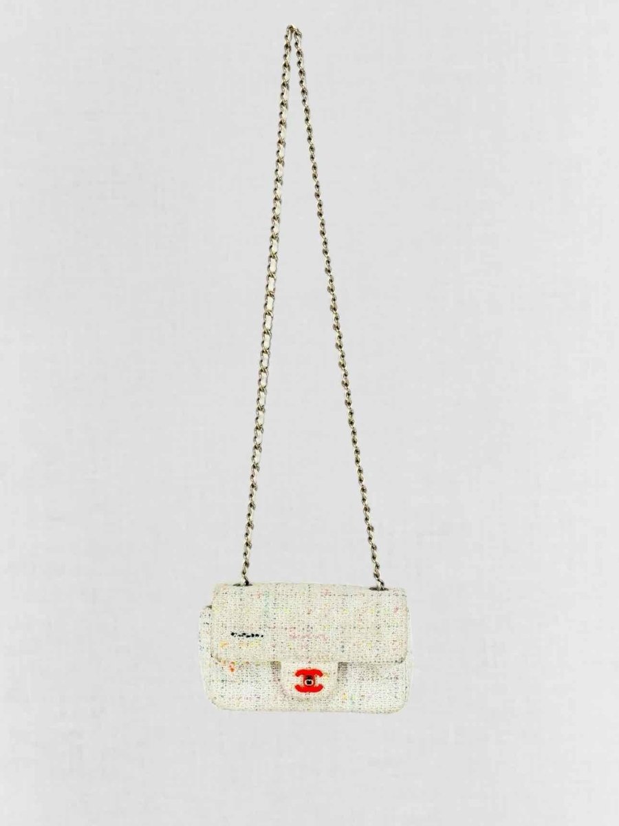 Pre - loved CHANEL Classic White Multicolor Shoulder Bag at Reems Closet