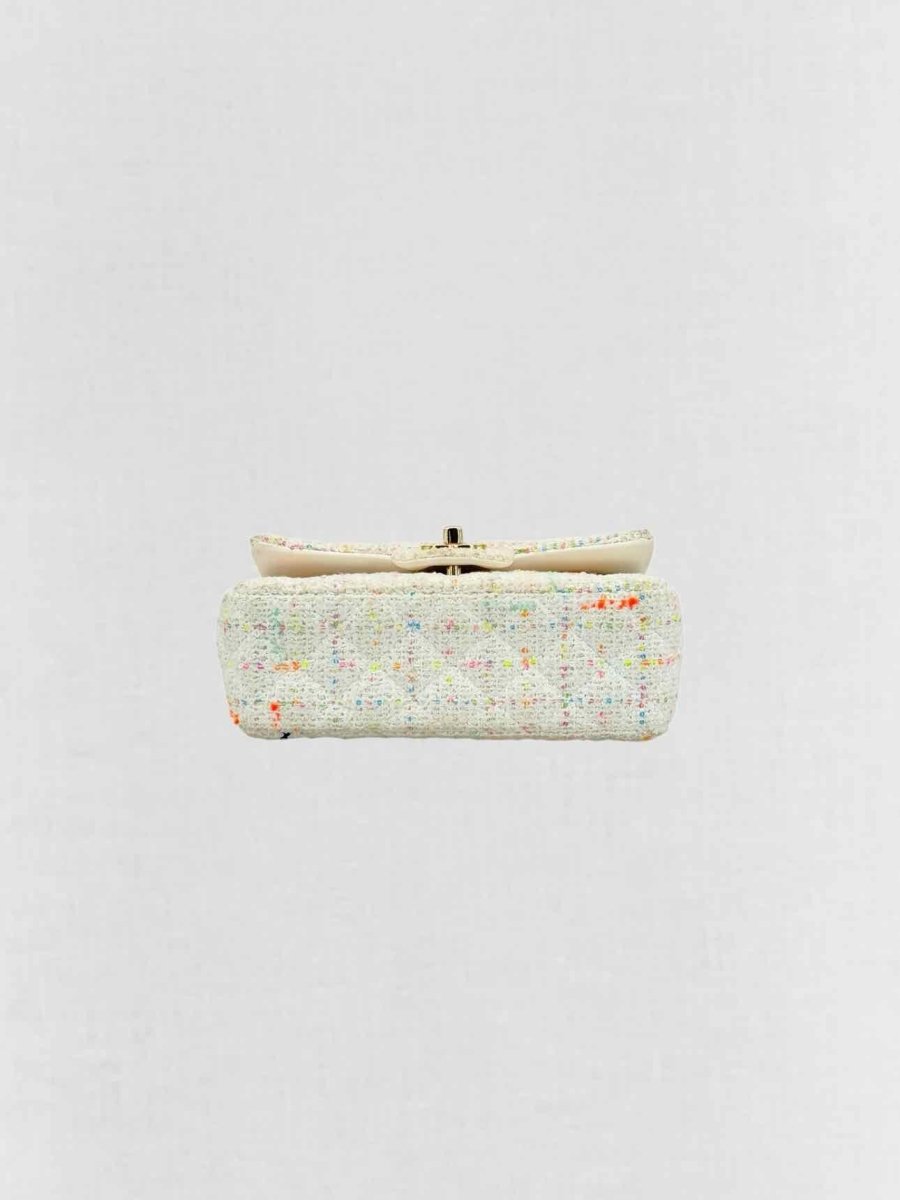 Pre - loved CHANEL Classic White Multicolor Shoulder Bag at Reems Closet