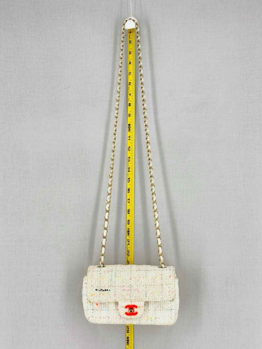 Pre - loved CHANEL Classic White Multicolor Shoulder Bag at Reems Closet