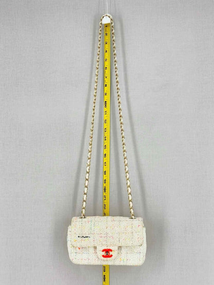 Pre - loved CHANEL Classic White Multicolor Shoulder Bag at Reems Closet