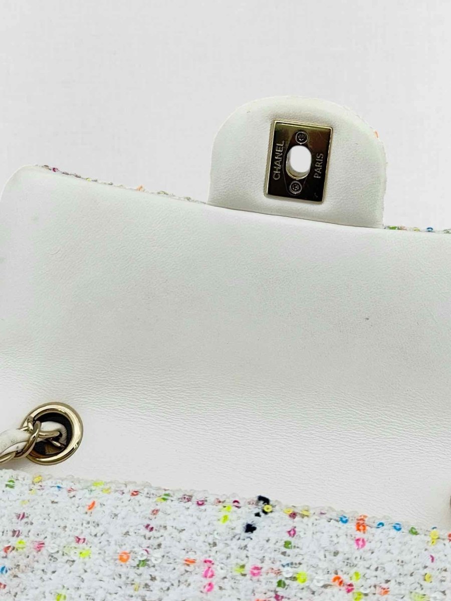 Pre - loved CHANEL Classic White Multicolor Shoulder Bag at Reems Closet