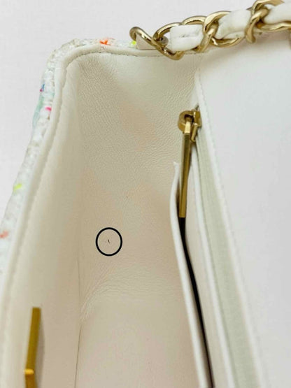 Pre - loved CHANEL Classic White Multicolor Shoulder Bag at Reems Closet