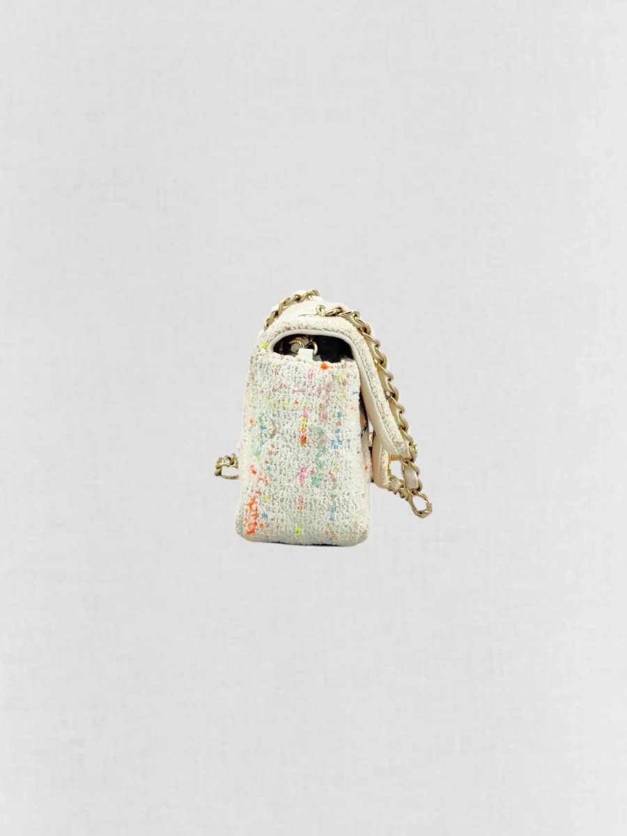 Pre - loved CHANEL Classic White Multicolor Shoulder Bag at Reems Closet