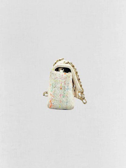 Pre - loved CHANEL Classic White Multicolor Shoulder Bag at Reems Closet