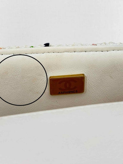 Pre - loved CHANEL Classic White Multicolor Shoulder Bag at Reems Closet