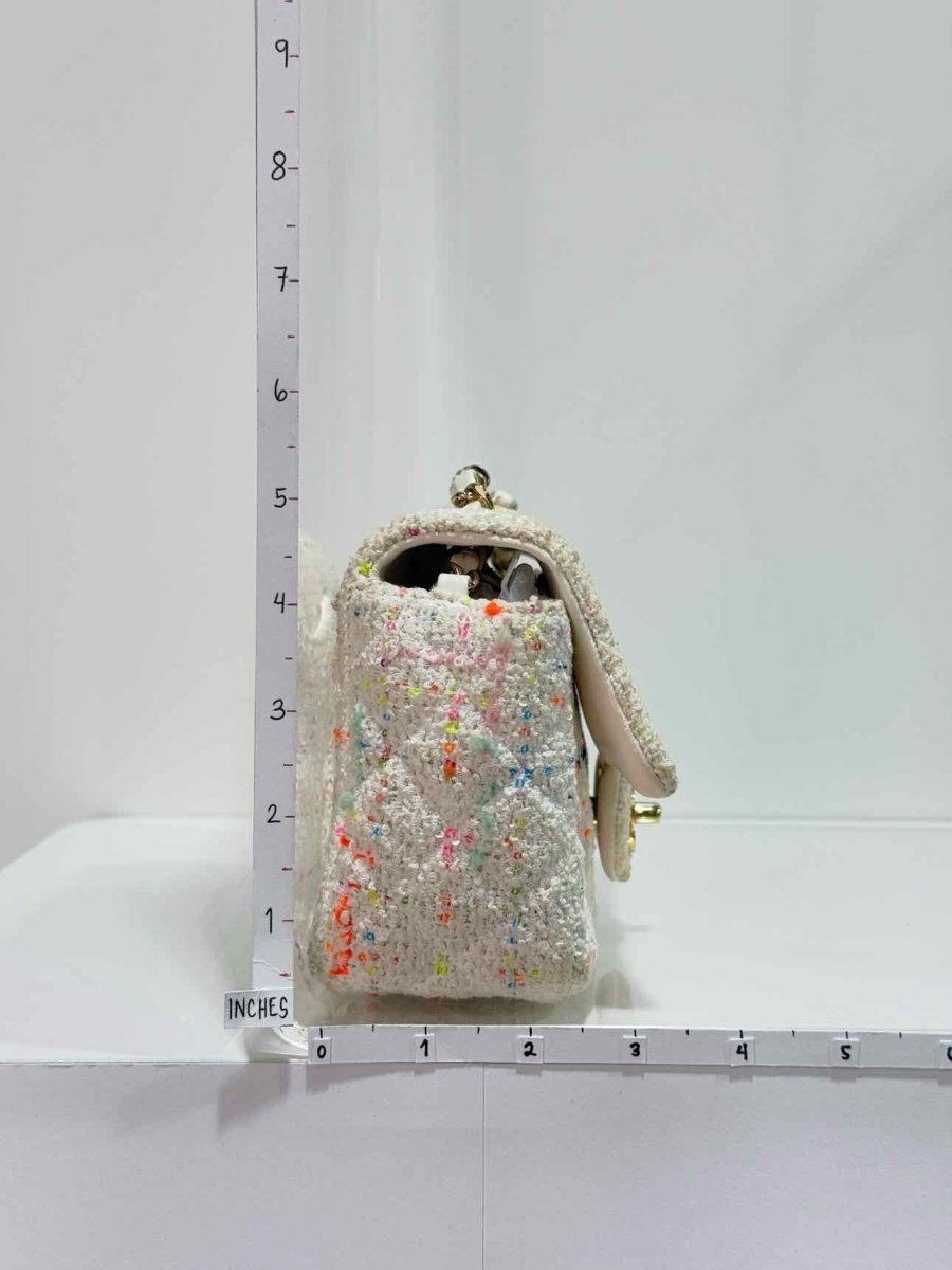 Pre - loved CHANEL Classic White Multicolor Shoulder Bag at Reems Closet