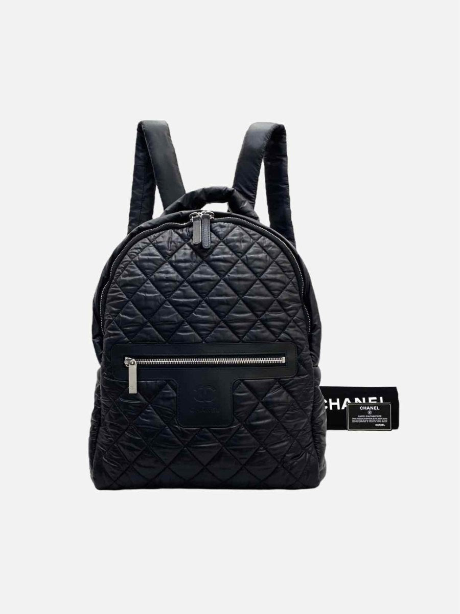 Pre - loved CHANEL Coco Cocoon Black Quilted Backpack at Reems Closet