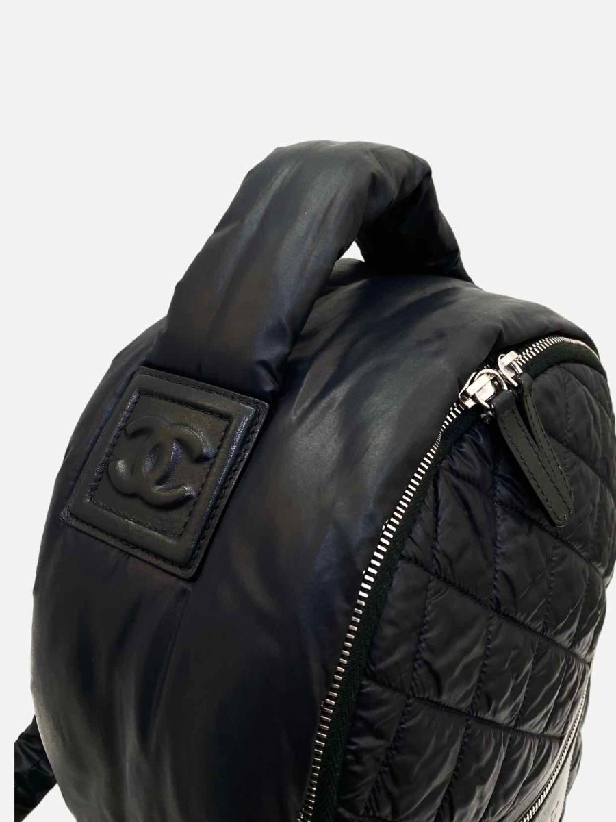 Pre - loved CHANEL Coco Cocoon Black Quilted Backpack at Reems Closet