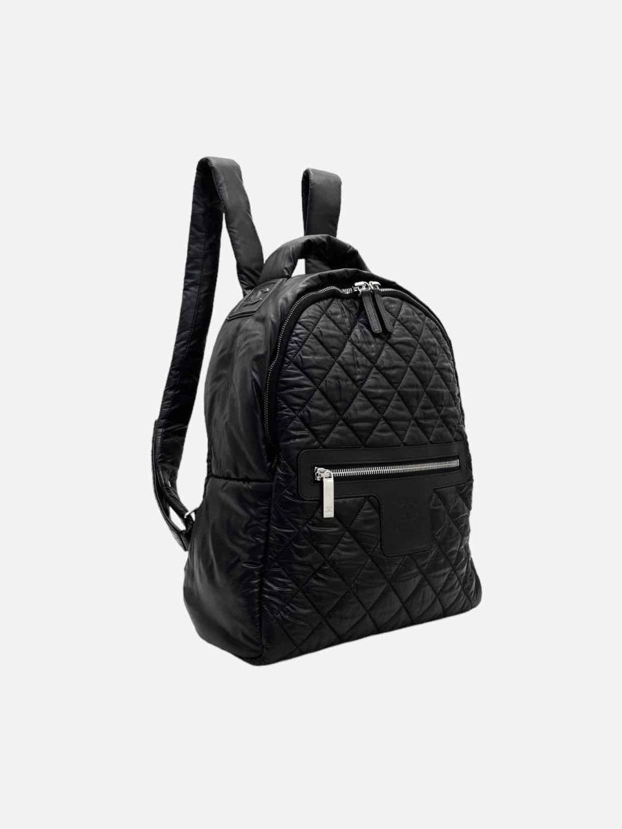 Pre - loved CHANEL Coco Cocoon Black Quilted Backpack at Reems Closet