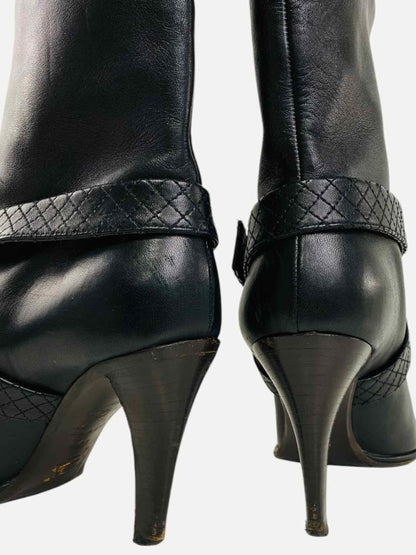 Pre - loved CHANEL Coco Mark Black Ankle Boots 40.5 at Reems Closet