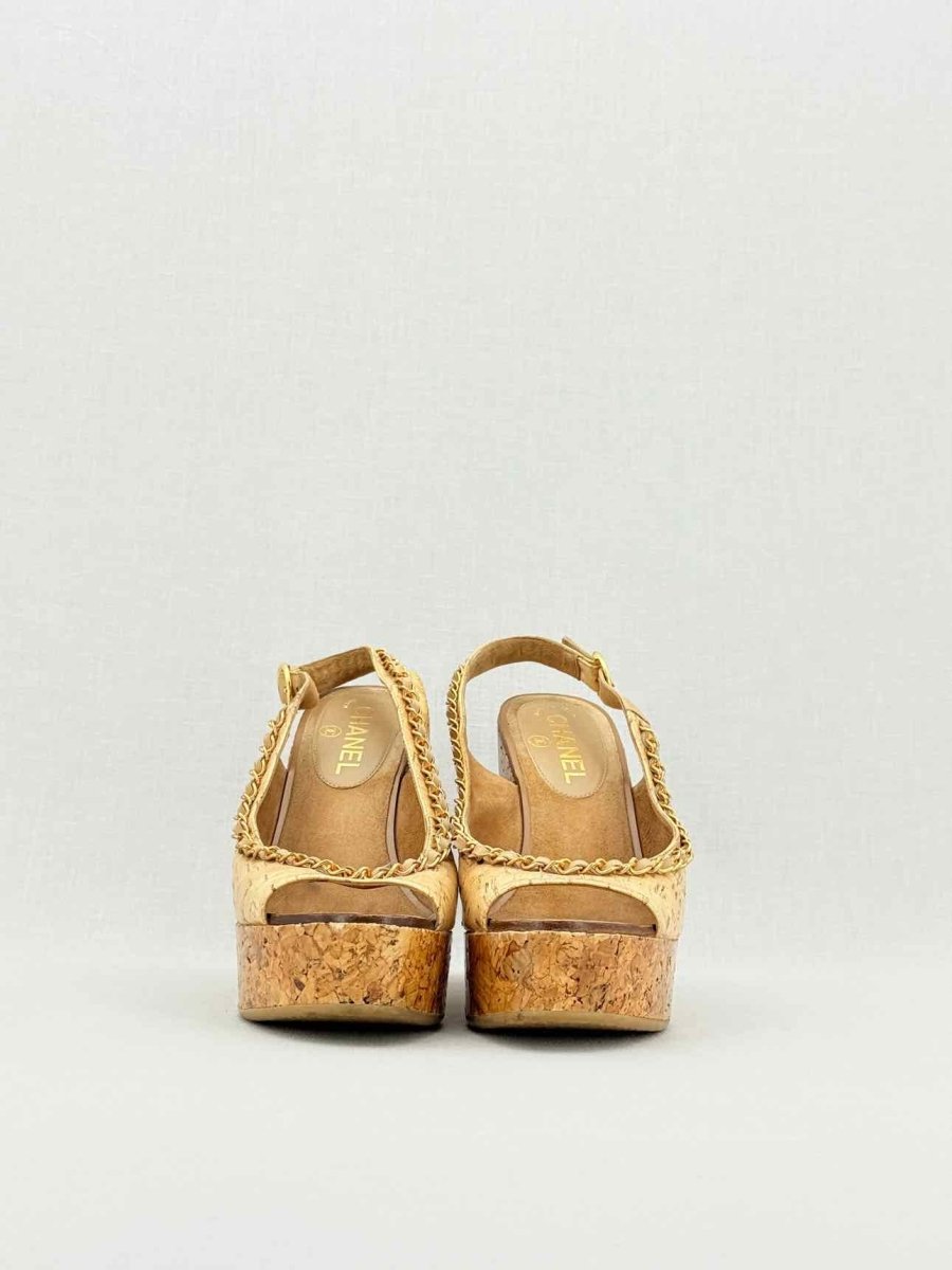 Pre - loved CHANEL Cork heels Beige Size EU 38 Heeled Sandals at Reems Closet