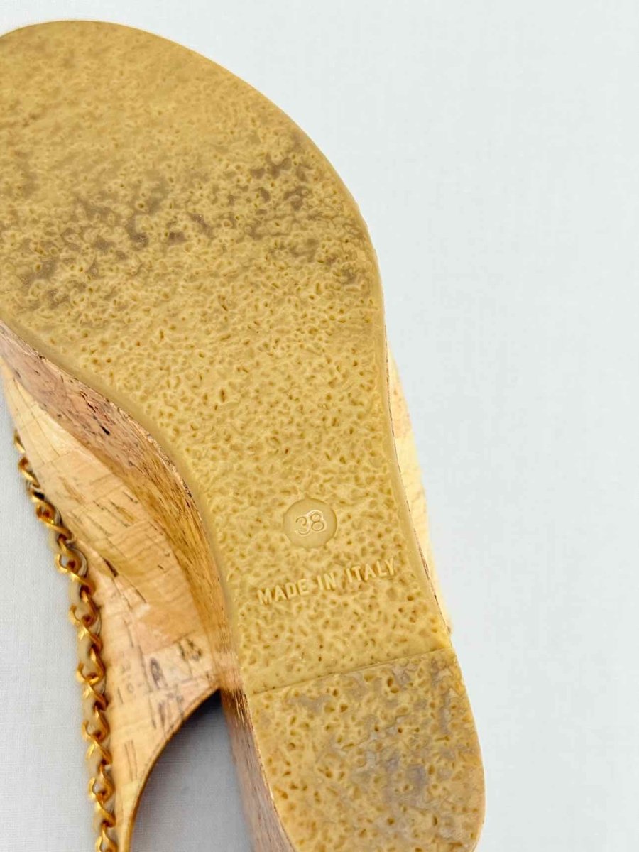 Pre - loved CHANEL Cork heels Beige Size EU 38 Heeled Sandals at Reems Closet
