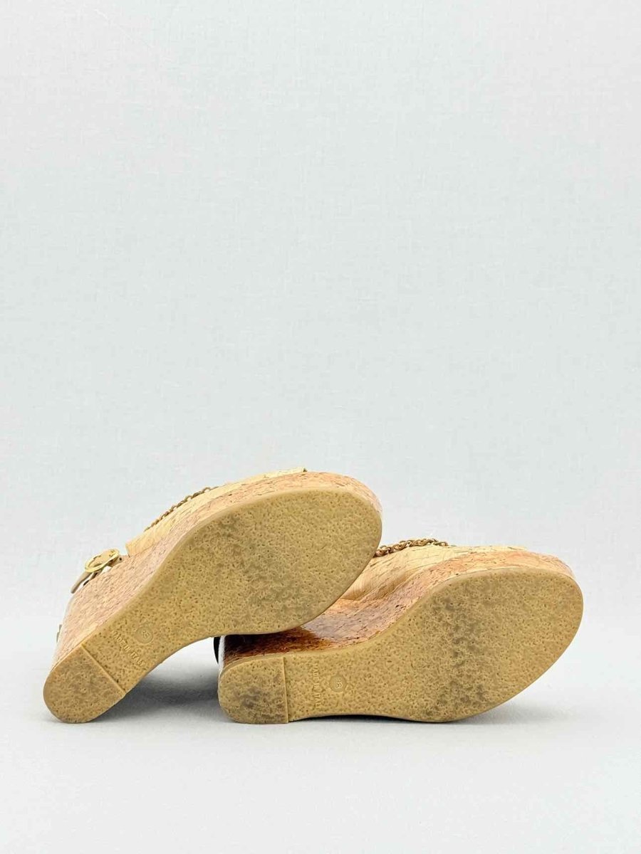 Pre - loved CHANEL Cork heels Beige Size EU 38 Heeled Sandals at Reems Closet