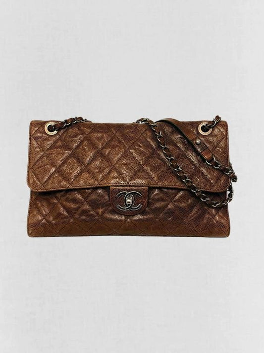 Pre - loved CHANEL Crave Flap Brown Quilted Shoulder Bag at Reems Closet