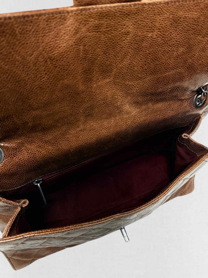 Pre - loved CHANEL Crave Flap Brown Quilted Shoulder Bag at Reems Closet