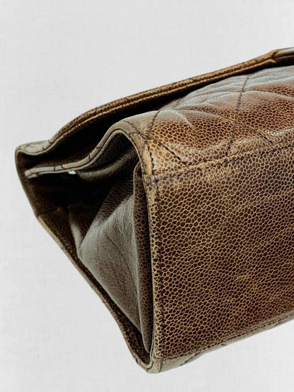 Pre - loved CHANEL Crave Flap Brown Quilted Shoulder Bag at Reems Closet