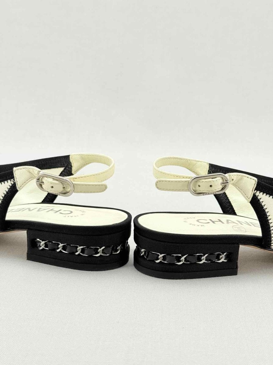 Pre - loved CHANEL Cream & Black Size EU 36 Slingbacks at Reems Closet