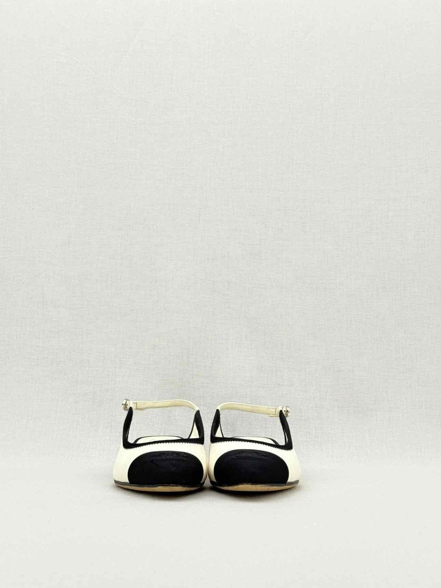 Pre - loved CHANEL Cream & Black Size EU 36 Slingbacks at Reems Closet