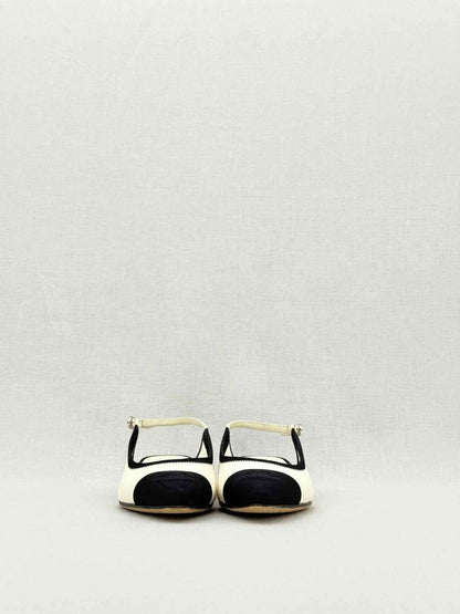 Pre - loved CHANEL Cream & Black Size EU 36 Slingbacks at Reems Closet