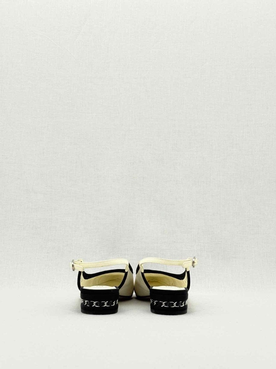 Pre - loved CHANEL Cream & Black Size EU 36 Slingbacks at Reems Closet