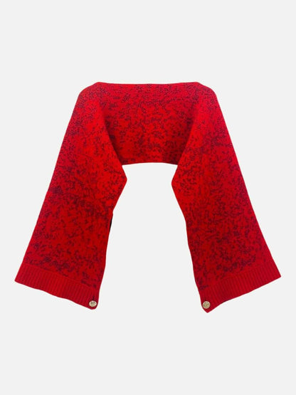 Pre - loved CHANEL Crop Red Jacquard Sweater at Reems Closet