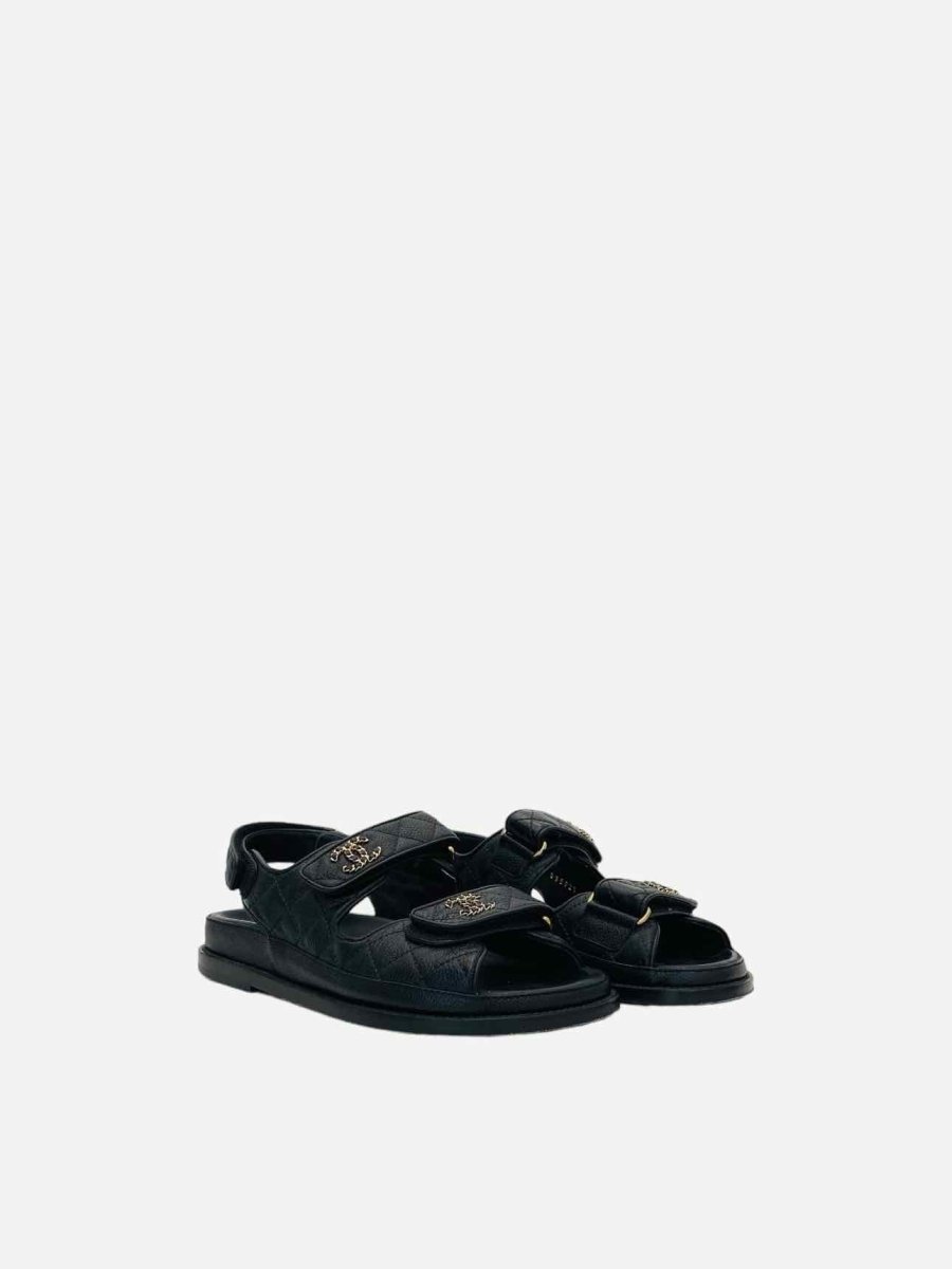 Pre-loved CHANEL Dad Black Quilted Sandals from Reems Closet