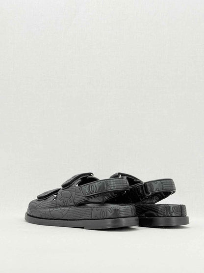Pre - loved CHANEL Dad Black Quilted Size EU 38.5 Sandals at Reems Closet