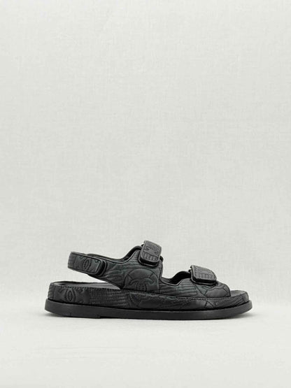 Pre - loved CHANEL Dad Black Quilted Size EU 38.5 Sandals at Reems Closet