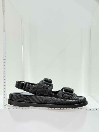 Pre - loved CHANEL Dad Black Quilted Size EU 38.5 Sandals at Reems Closet