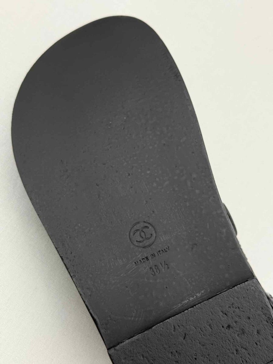 Pre - loved CHANEL Dad Black Quilted Size EU 38.5 Sandals at Reems Closet