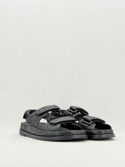 Pre - loved CHANEL Dad Black Quilted Size EU 38.5 Sandals at Reems Closet