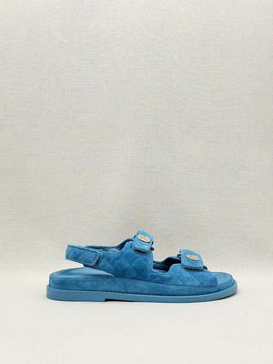 Pre-loved CHANEL Dad Blue Quilted Size EU 39 Sandals at Reems Closet