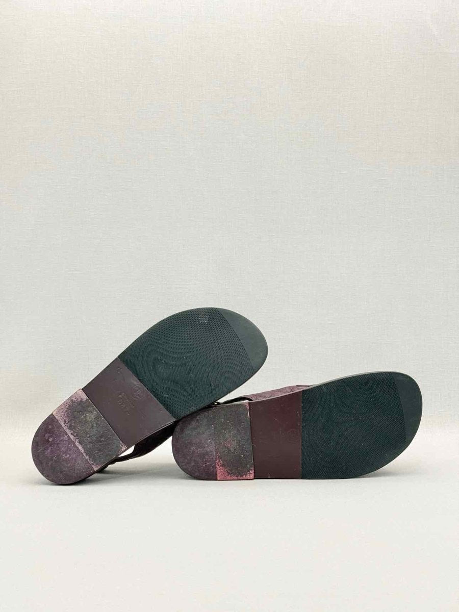 Pre - loved CHANEL Dad Burgundy Quilted Size EU 38.5 Sandals at Reems Closet