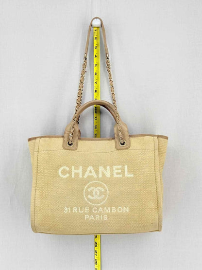 Pre-loved CHANEL Deauville Beige Tote Bag at Reems Closet