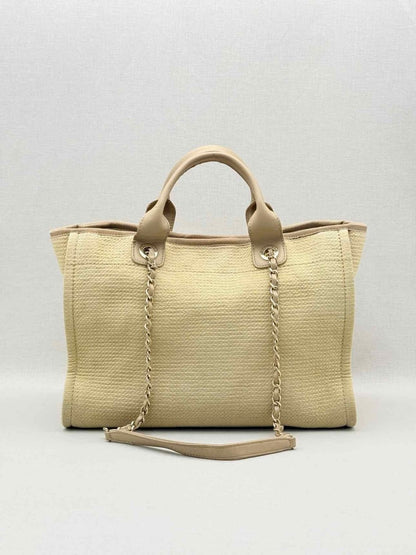 Pre-loved CHANEL Deauville Beige Tote Bag at Reems Closet
