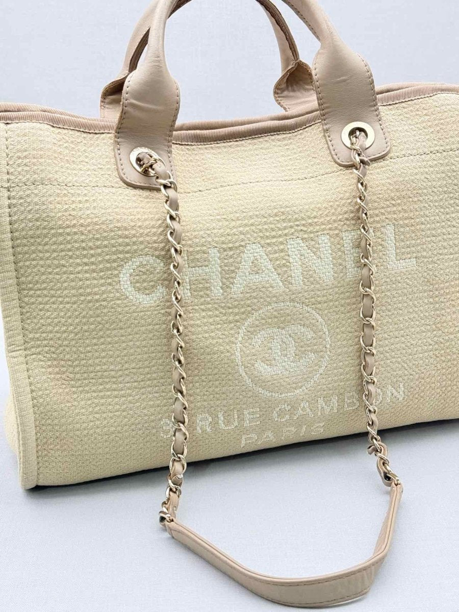 Pre-loved CHANEL Deauville Beige Tote Bag at Reems Closet