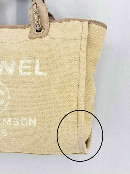 Pre-loved CHANEL Deauville Beige Tote Bag at Reems Closet