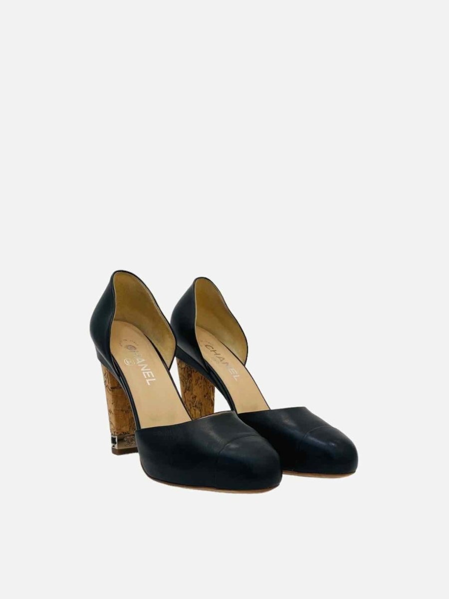 Pre - loved CHANEL D'Orsay Black Pumps 40c at Reems Closet