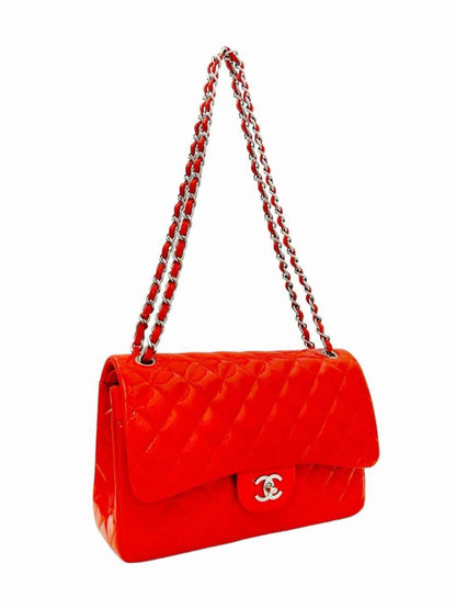 Pre-loved CHANEL Double Flap Red Shoulder Bag at Reems Closet