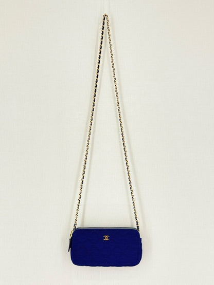 Pre - loved CHANEL Double Zip WOC Blue Quilted Shoulder Bag at Reems Closet