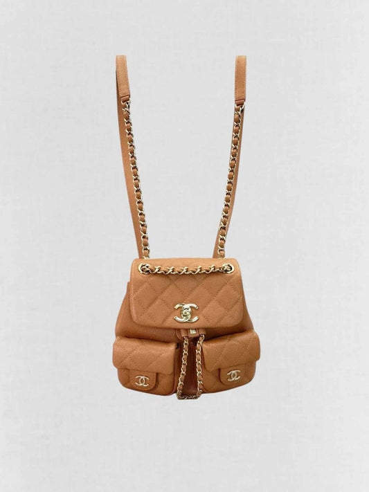 Pre - loved CHANEL Duma Pockets Camel Backpack at Reems Closet