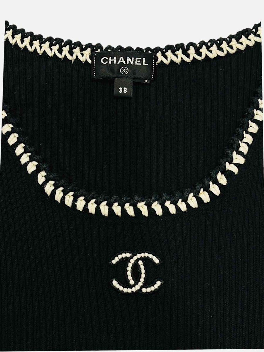 Pre - loved CHANEL Embroidered Black Mini Dress at Reems Closet