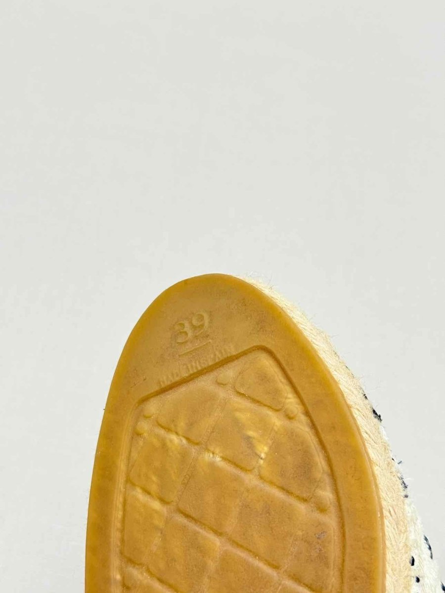 Pre - loved CHANEL Espadrille Beige & Black Tweed Size EU 39 Flats at Reems Closet